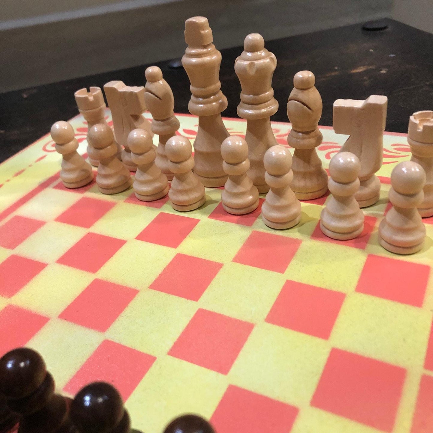 Chess Set - Yellow & Peach Pink