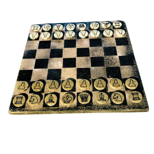 Chess Set - Rustic Gray & Brown