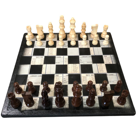 Scrapbook Chess Set - Library Card Pattern