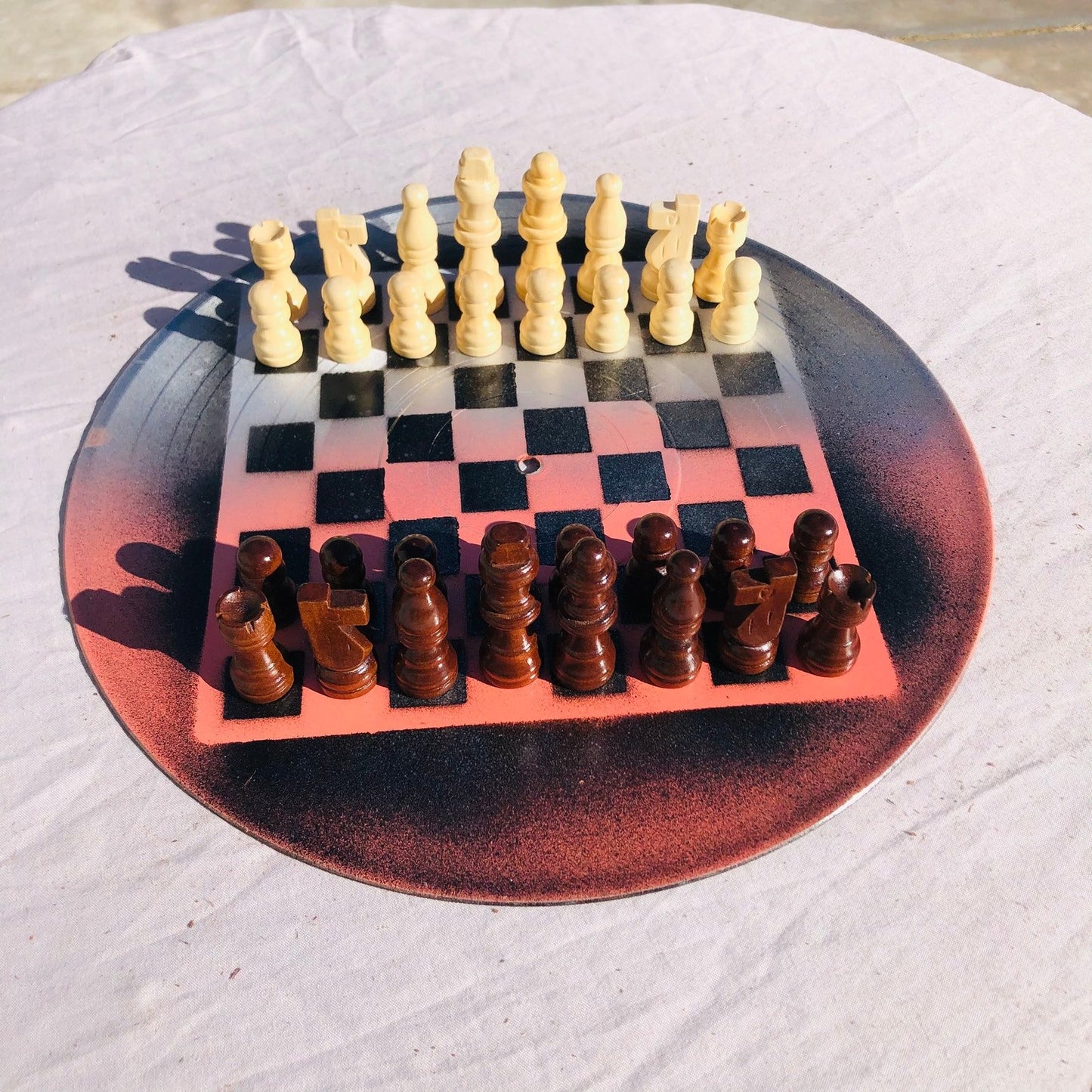 Vinyl Chess Set - Peach Chrome