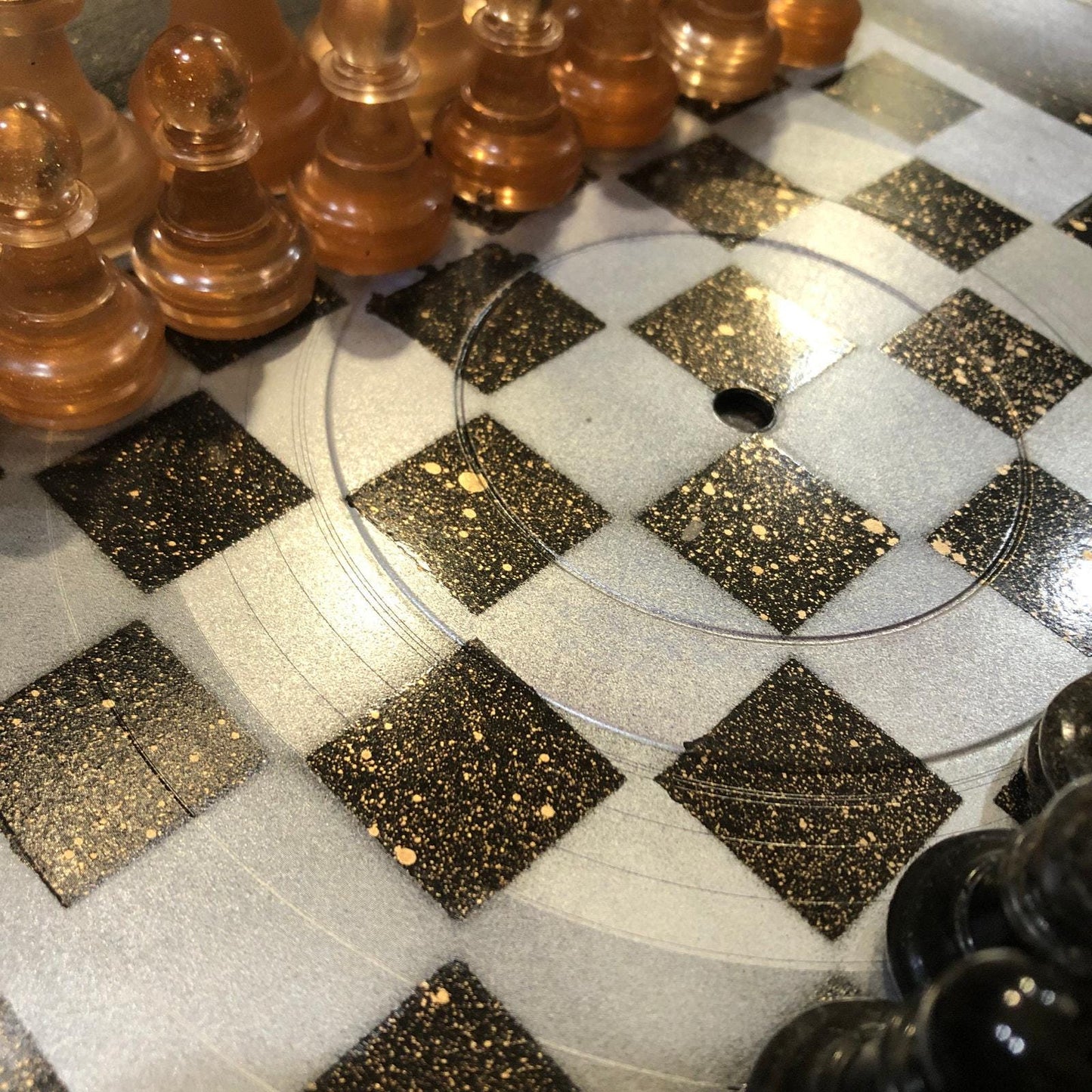 Vinyl Chess Set - Golden Sprinkle (Resin Pieces)