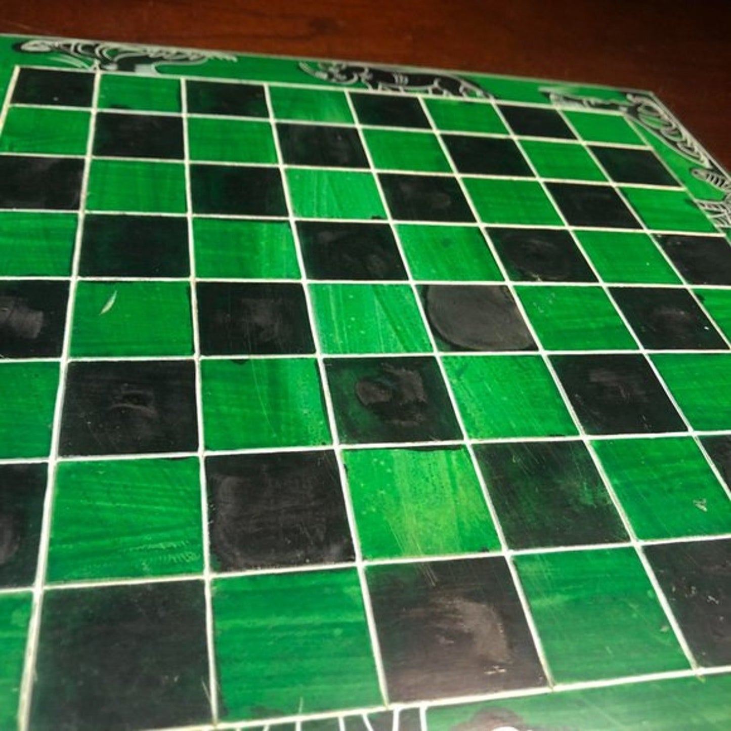 African Vintage Chess Set - Green Chess Board