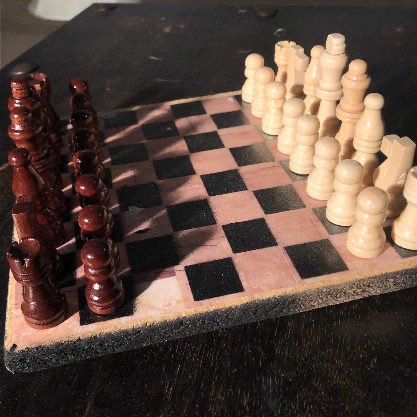 Scrapbook Chess Set - Brown Wood