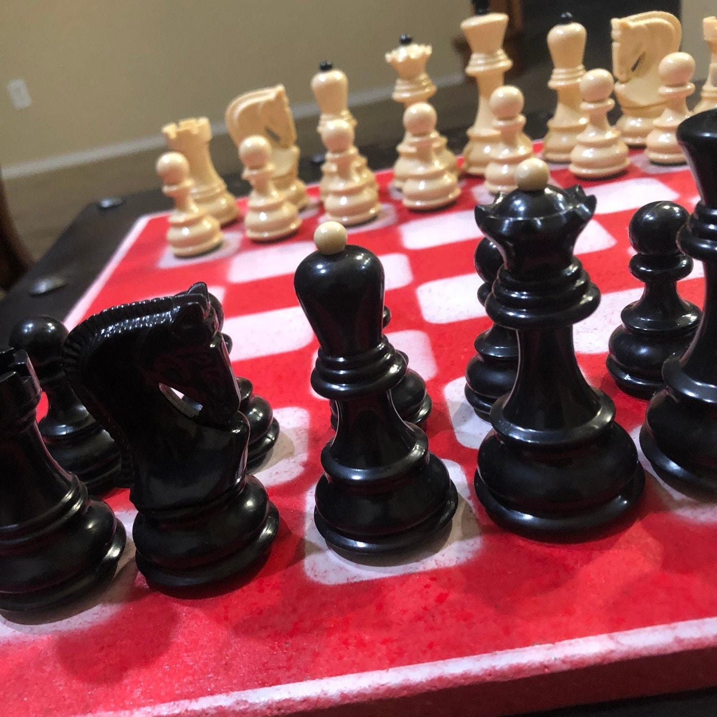 Large Chess Set - Red & White