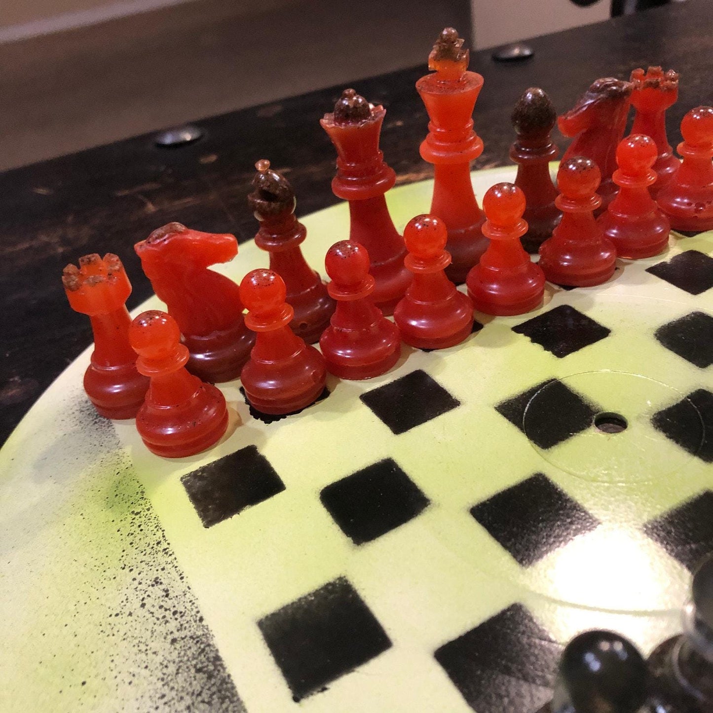 Vinyl Chess Set - Lemon Green (Resin Pieces)