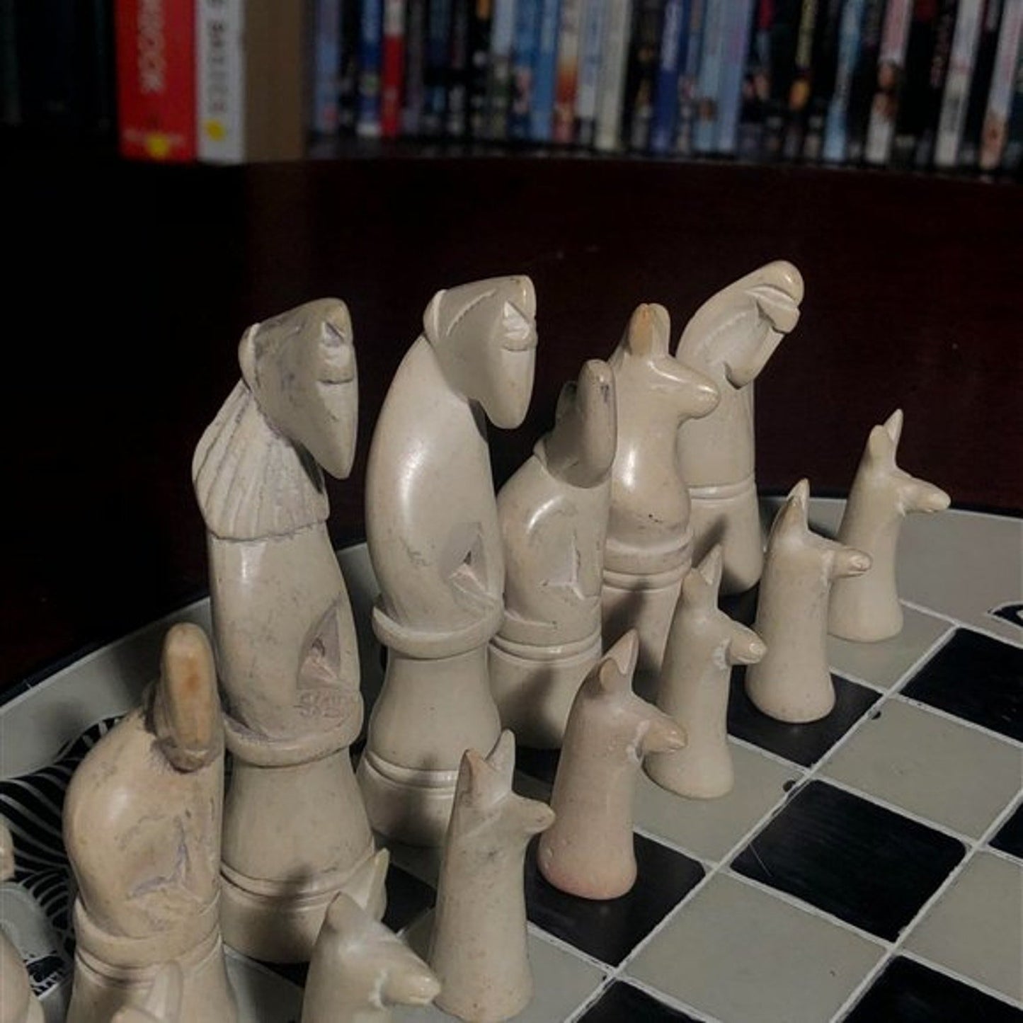 African Vintage Chess Set - Clean White Chess Board