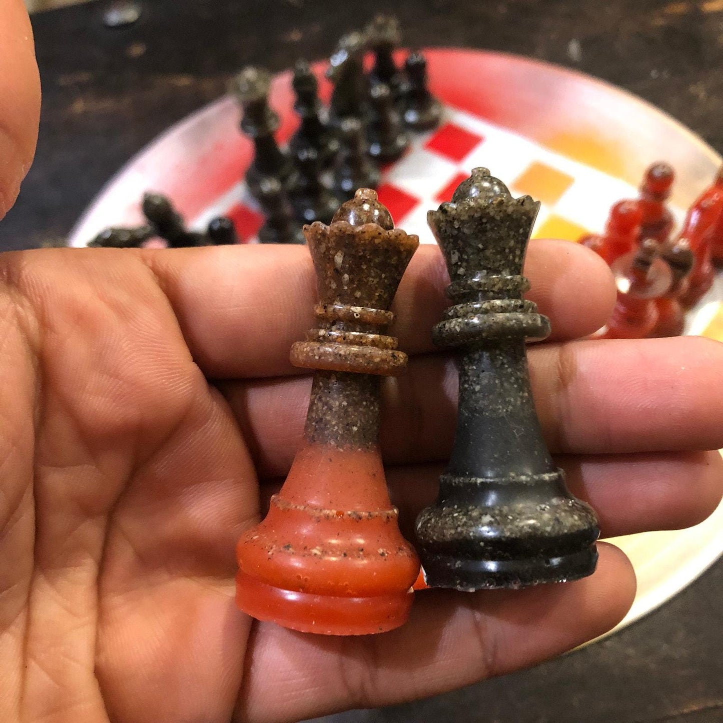 Vinyl Chess Set - Red Yellow Chrome (Resin Pieces)