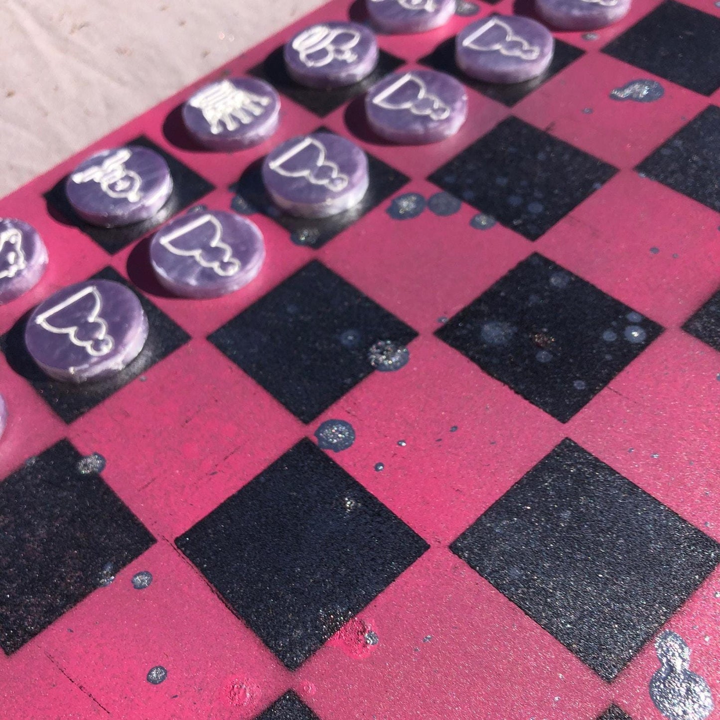 Chess Set - Sprinkled Chrome Pink