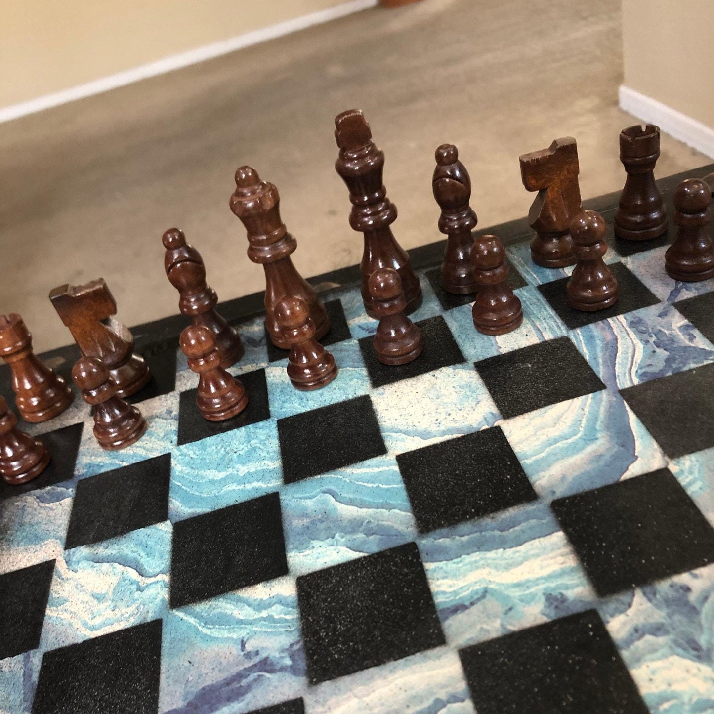 Scrapbook Chess Set - Blue Swirl