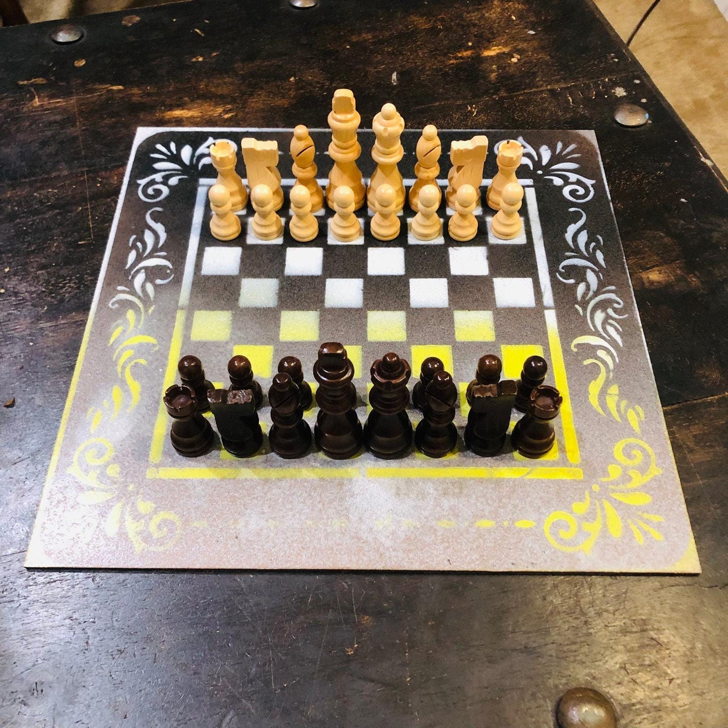 Chess Set - Black Yellow & White