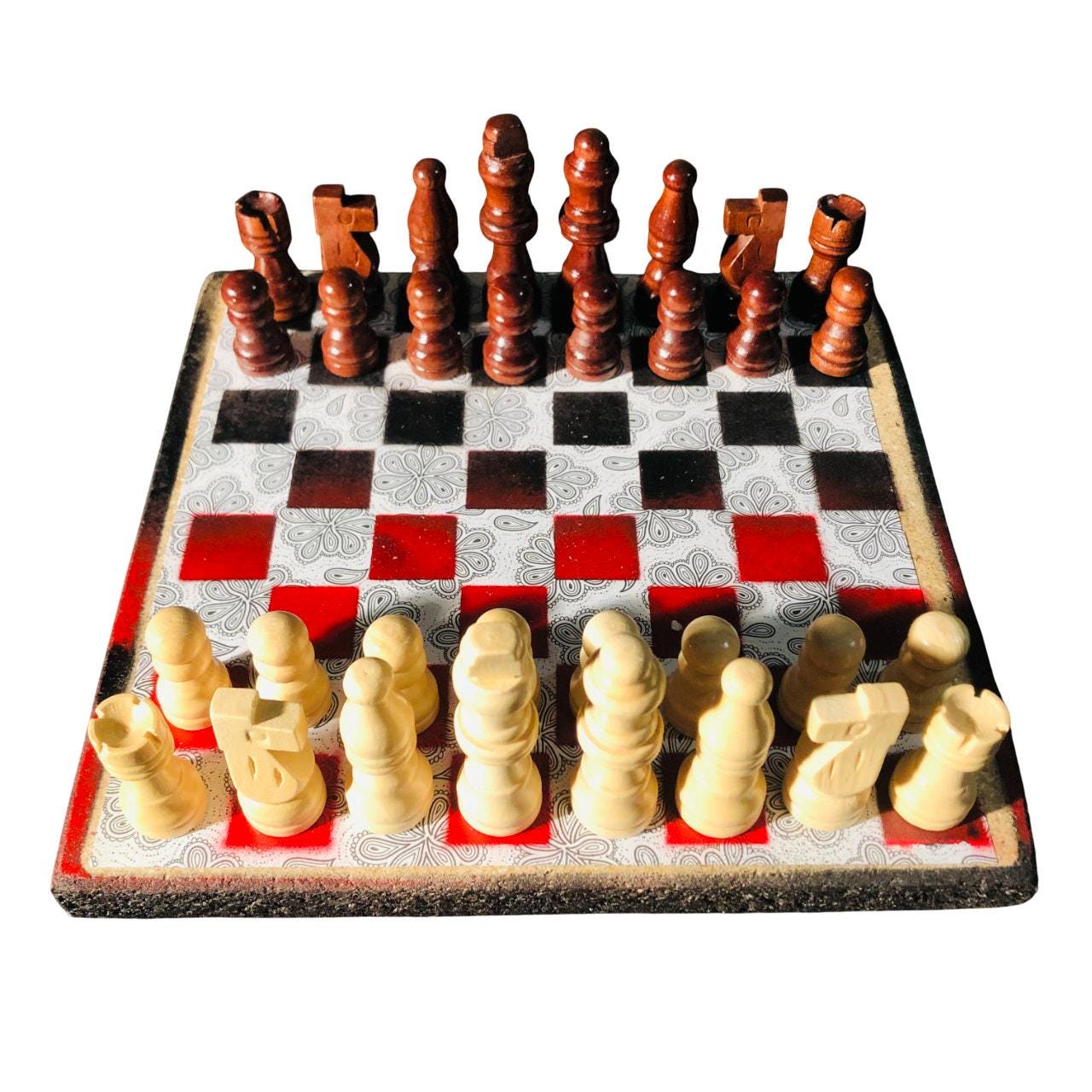 Scrapbook Chess Set - Red & Black