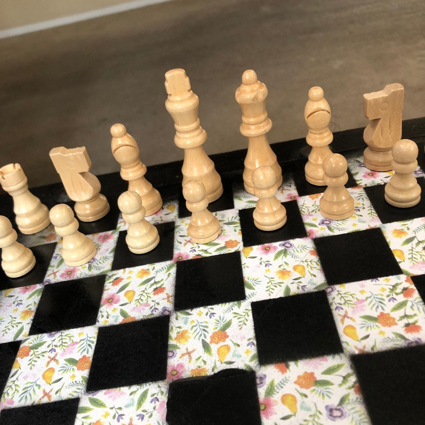 Scrapbook Chess Set - Vintage Flowers