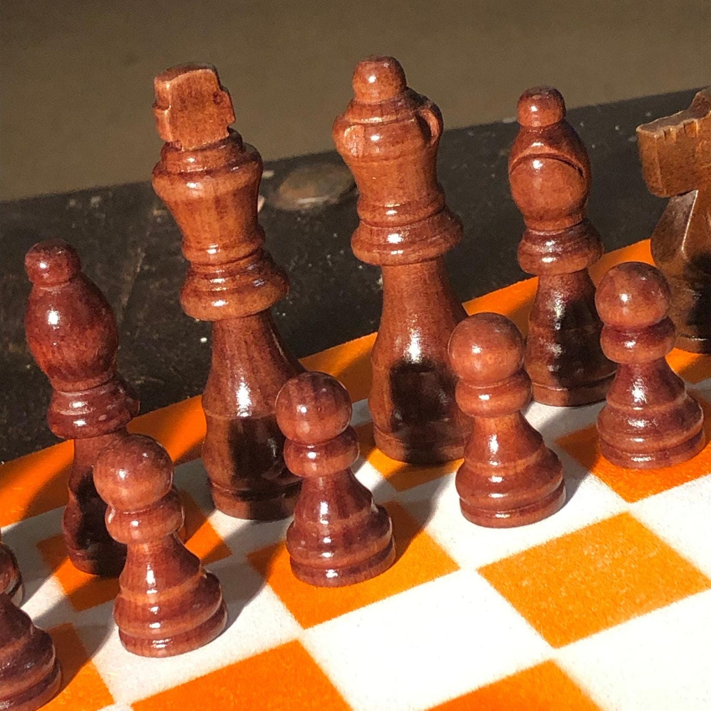 Chess Set - Orange & White (Wood Pieces)