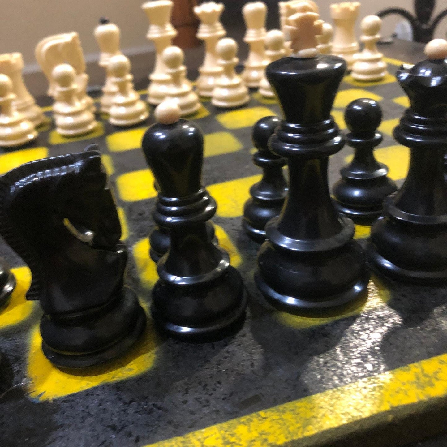 Large Chess Set - Black & Yellow