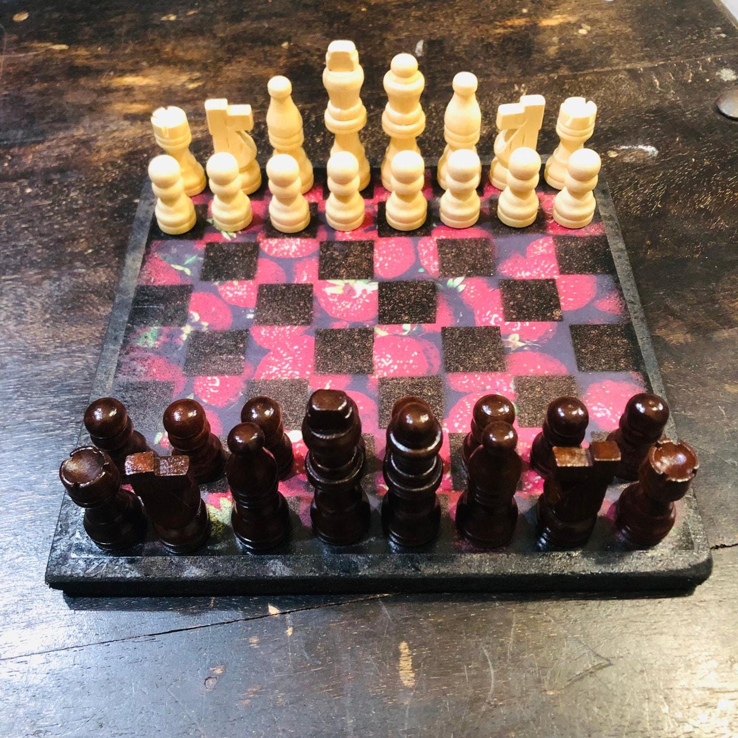 Scrapbook Chess Set - Strawberry Red