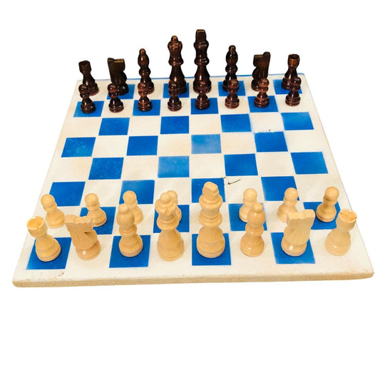 Chess Set - Simple White & Blue