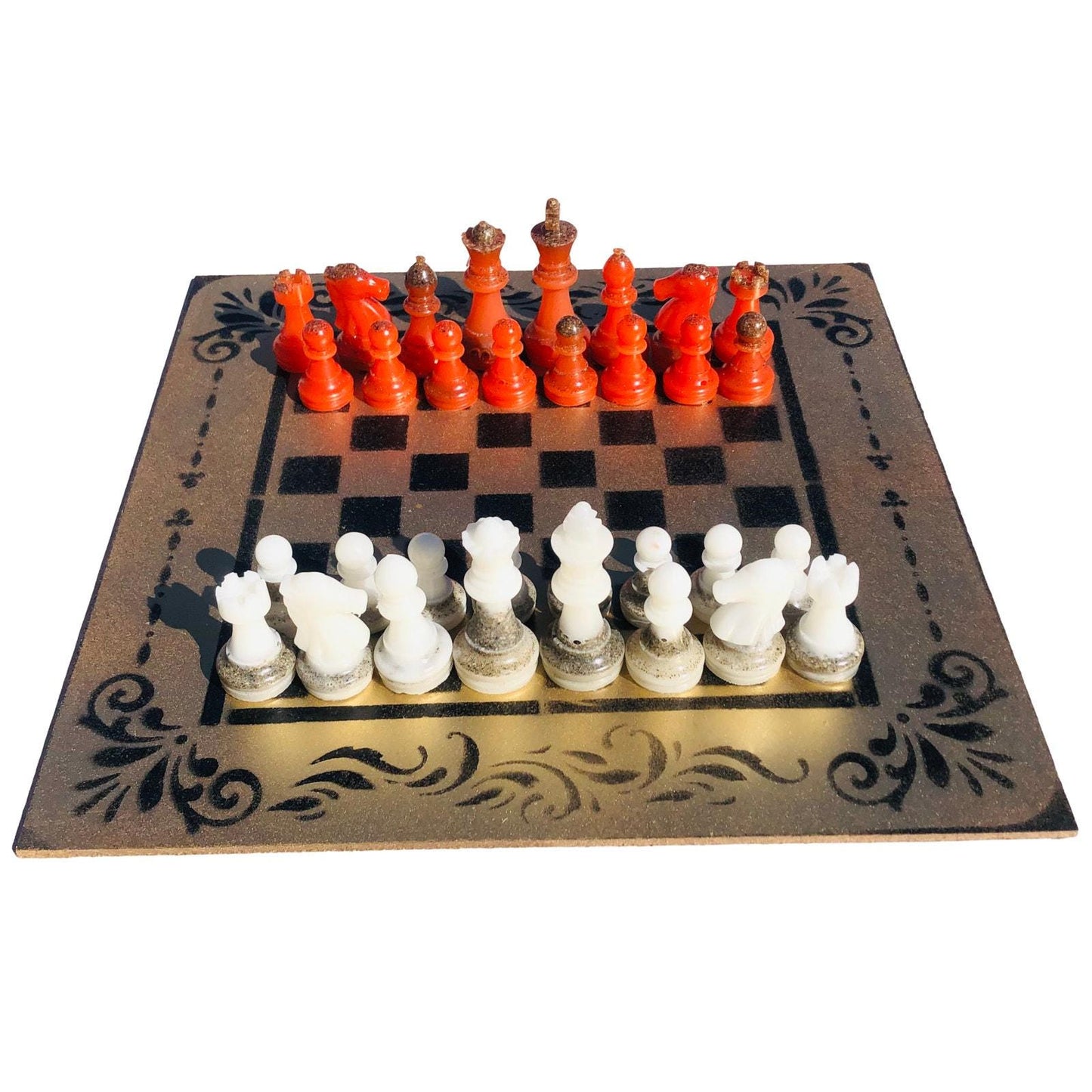 Chess Set - Gold Opal Red