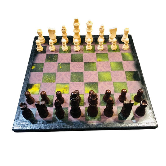 Scrapbook Chess Set - Vintage Yellow Mustard