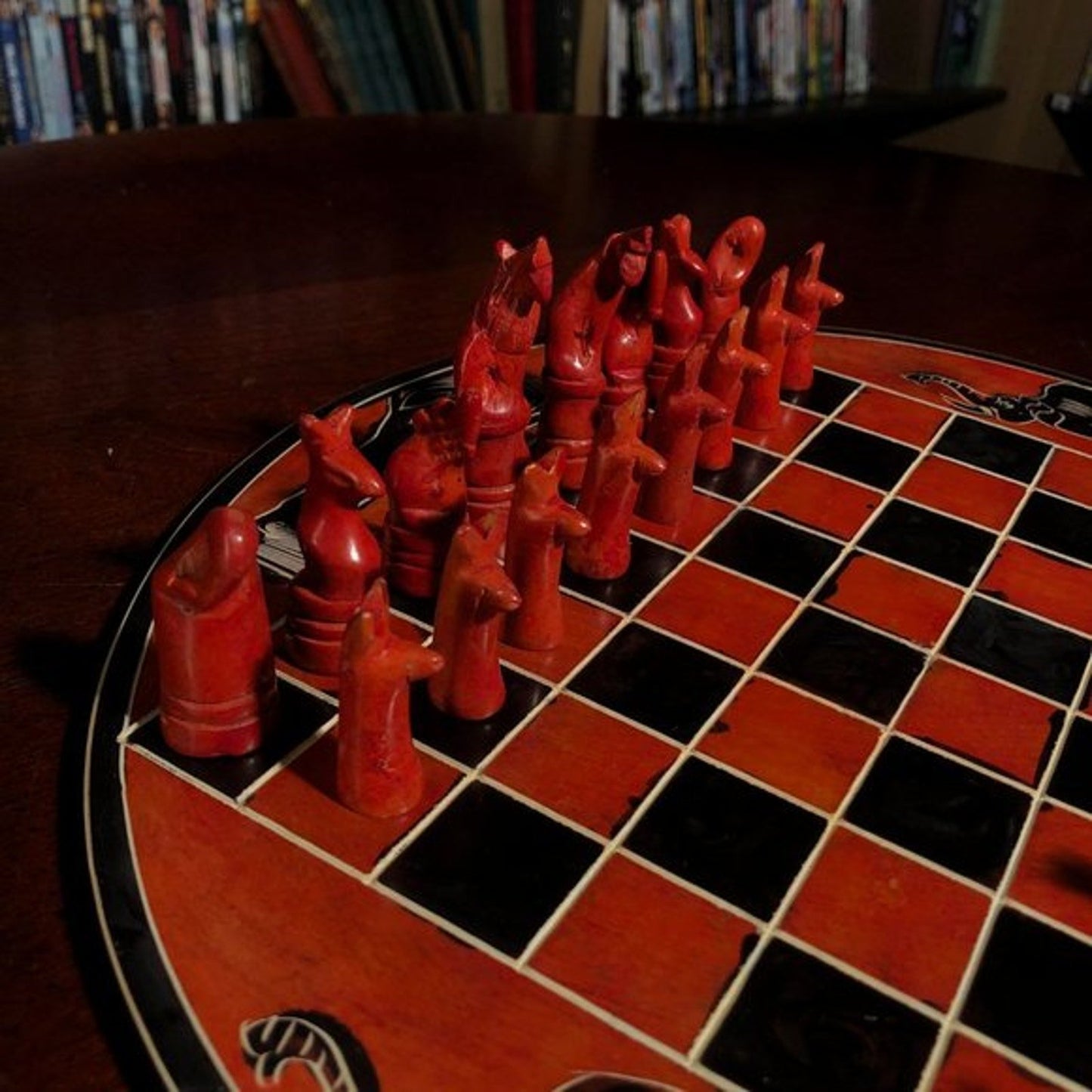 African Vintage Chess Set - Orange Chess Board