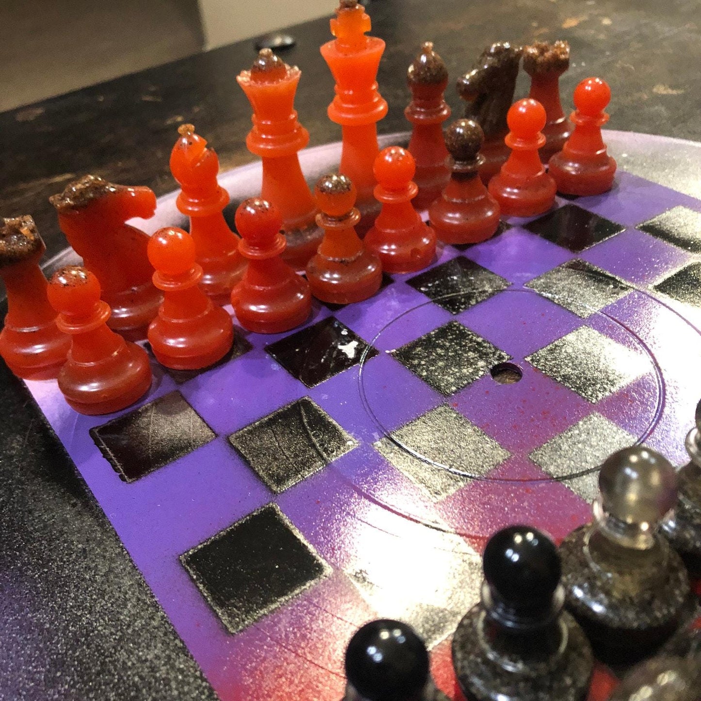 Vinyl Chess Set - Haunted Purple (Resin Pieces)