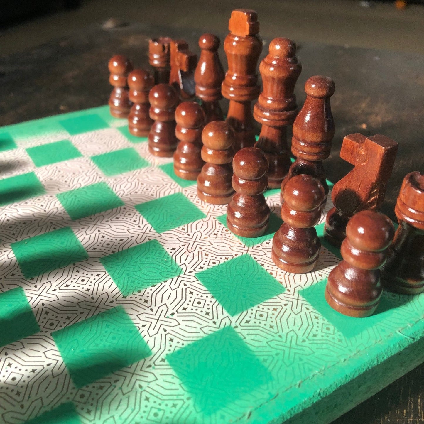 Scrapbook Chess Set - Green Neon