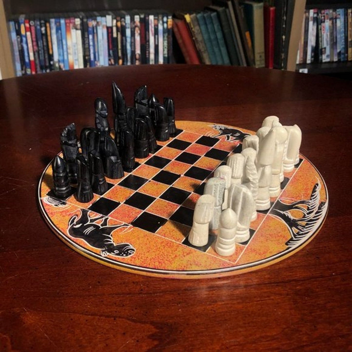 African Vintage Chess Set - Orange Chess Board