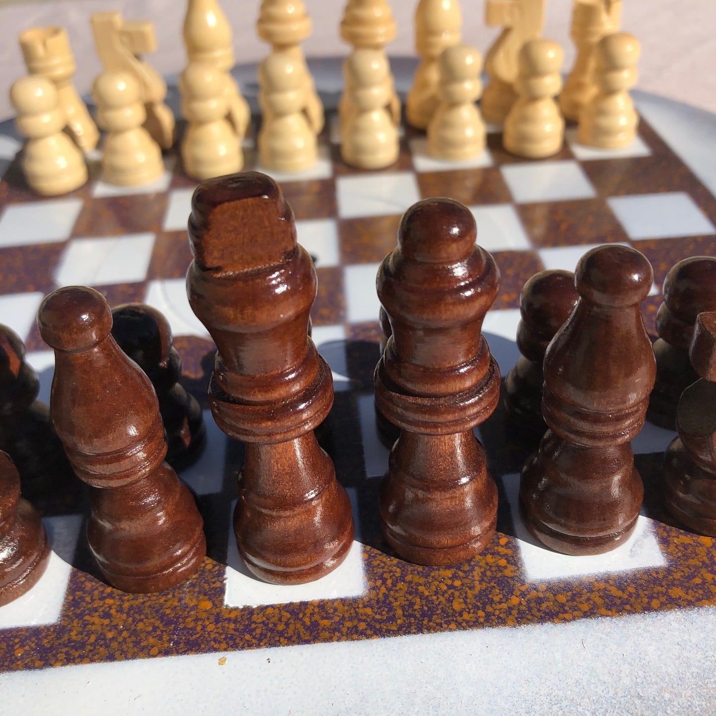 Vinyl Chess Set -  Brown Orange Drizzle