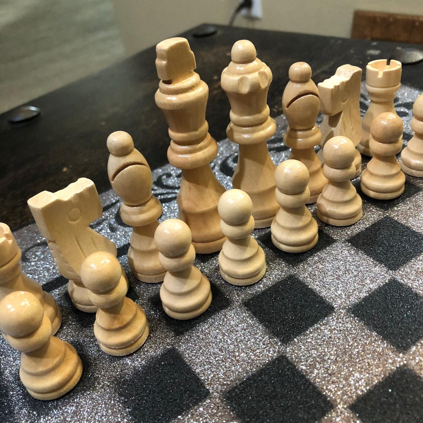 Chess Set - Chrome Gold Sparkles