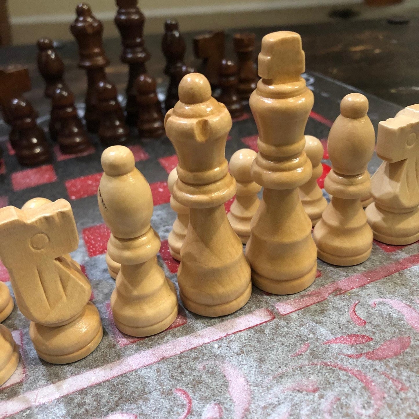 Chess Set - Burnt Red Snow