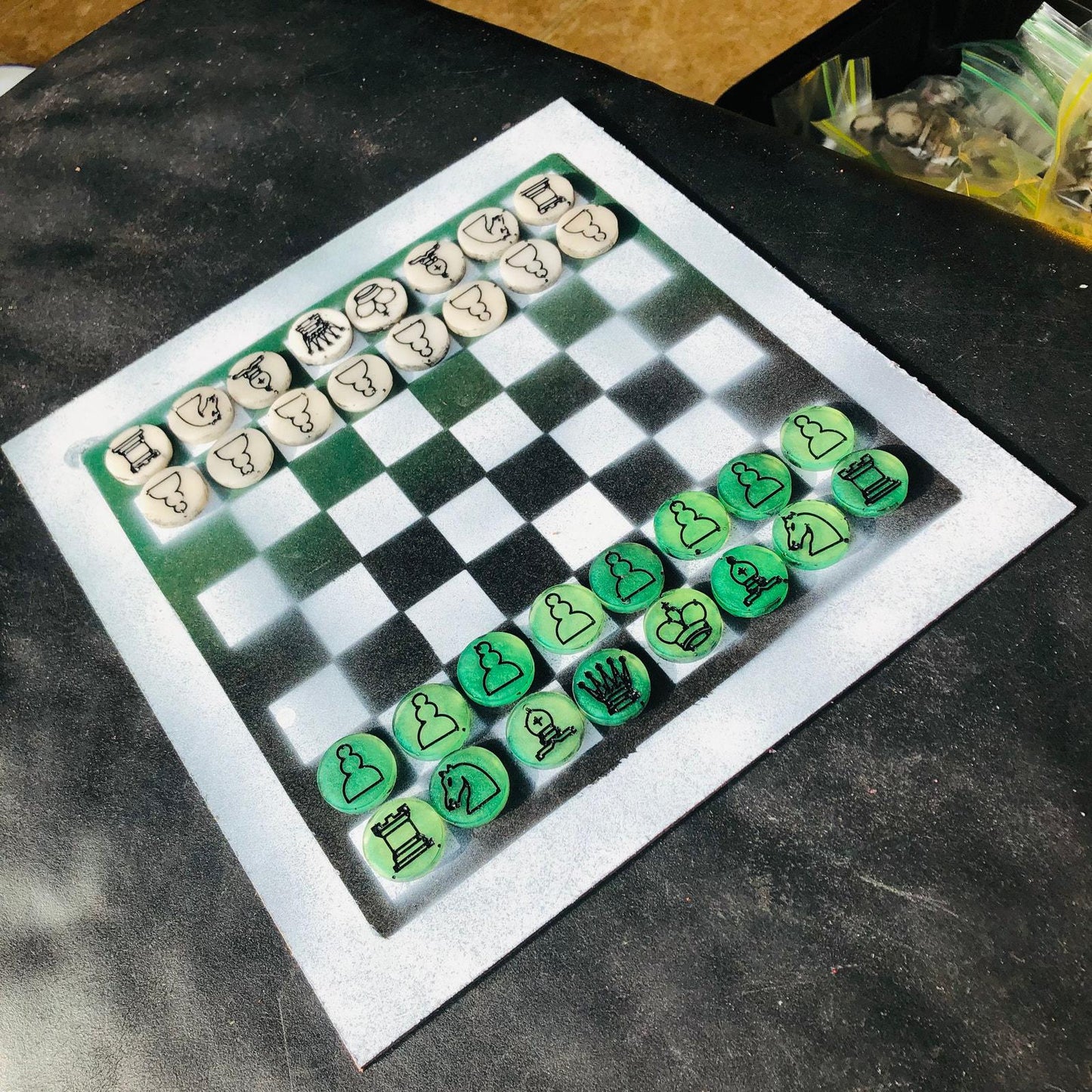 Chess Set - Green & White