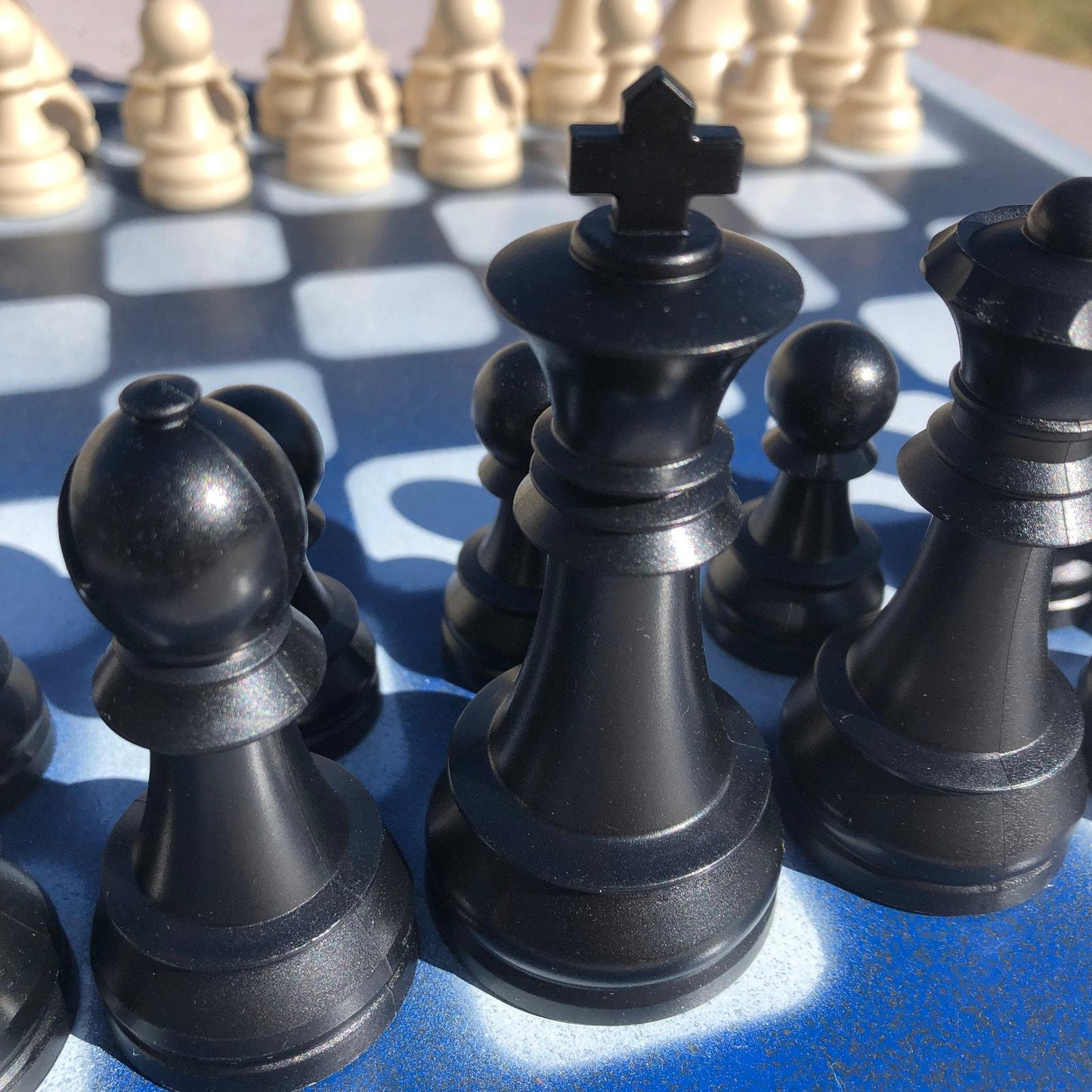 Large Chess Set - Half Blue Half Black