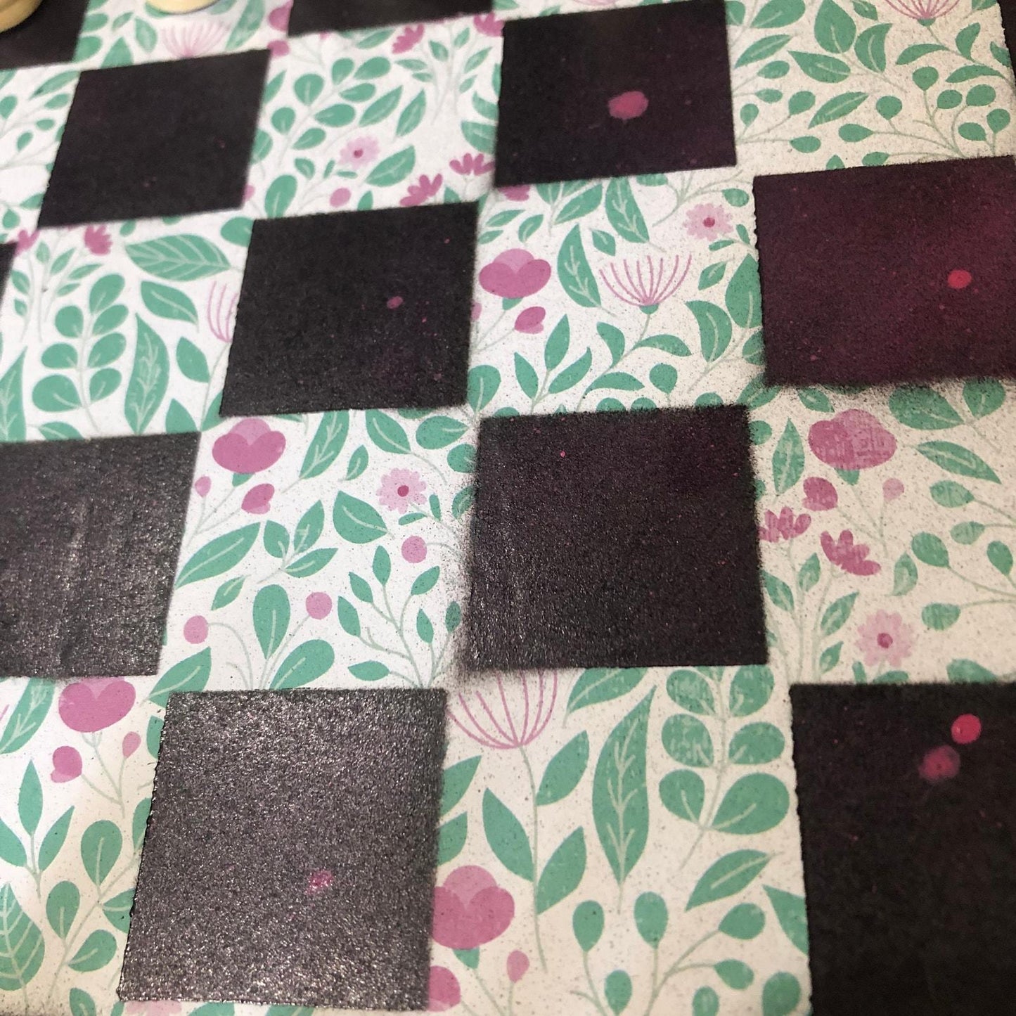 Scrapbook Chess Set - Purple Green Flower