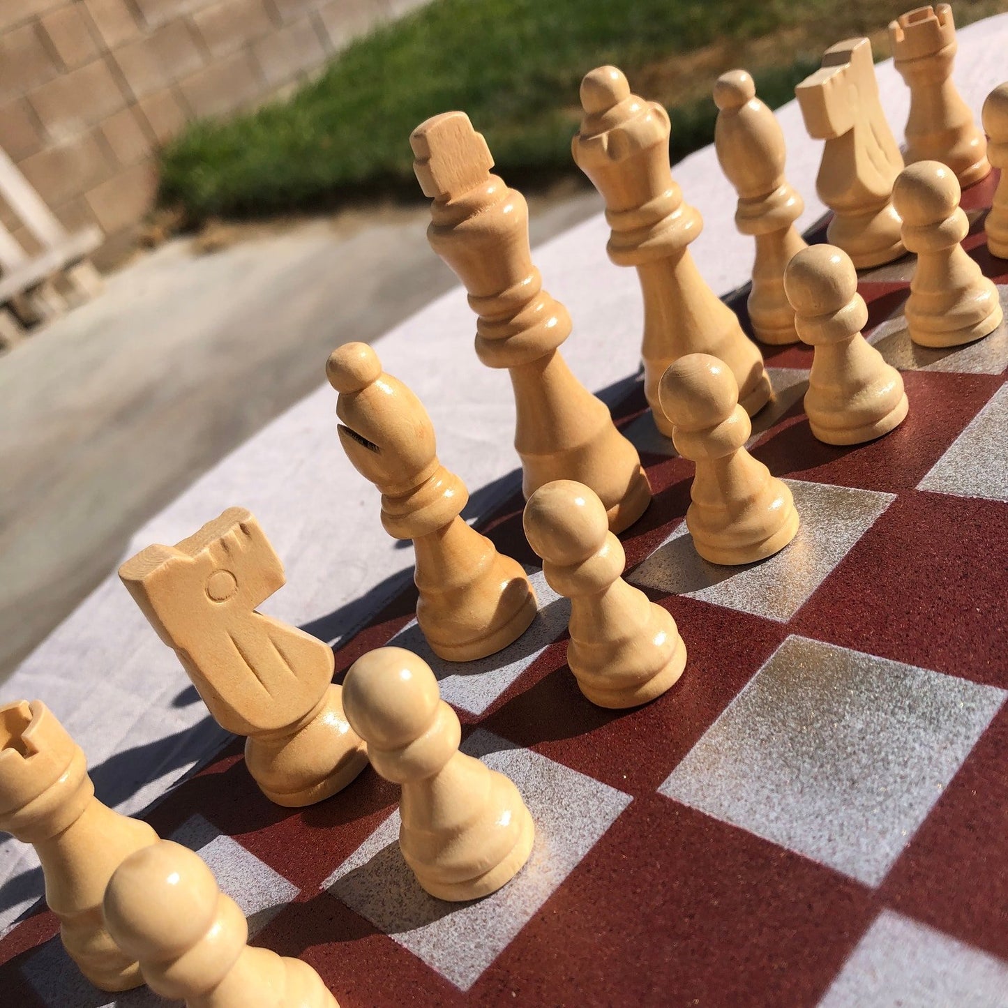 Chess Set - Red Golden Tan