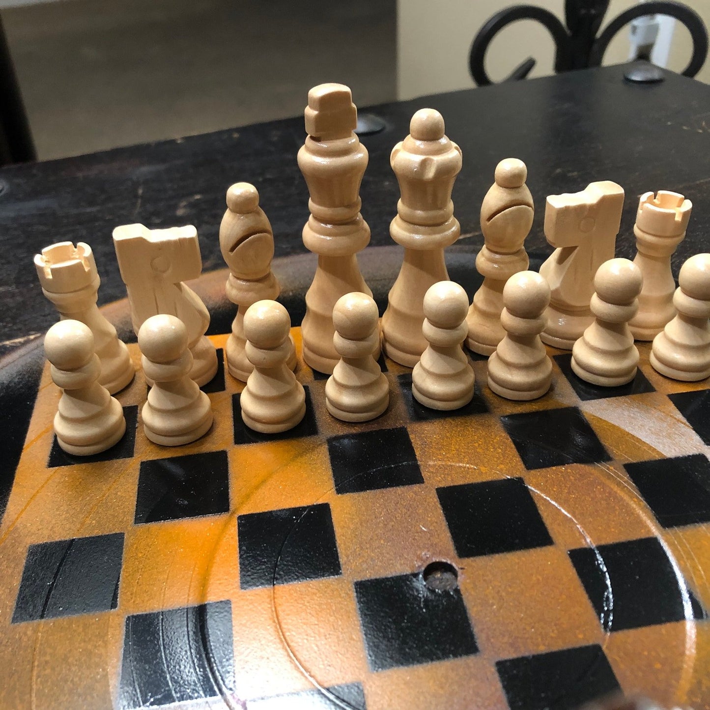 Vinyl Chess Set - Orange & Black