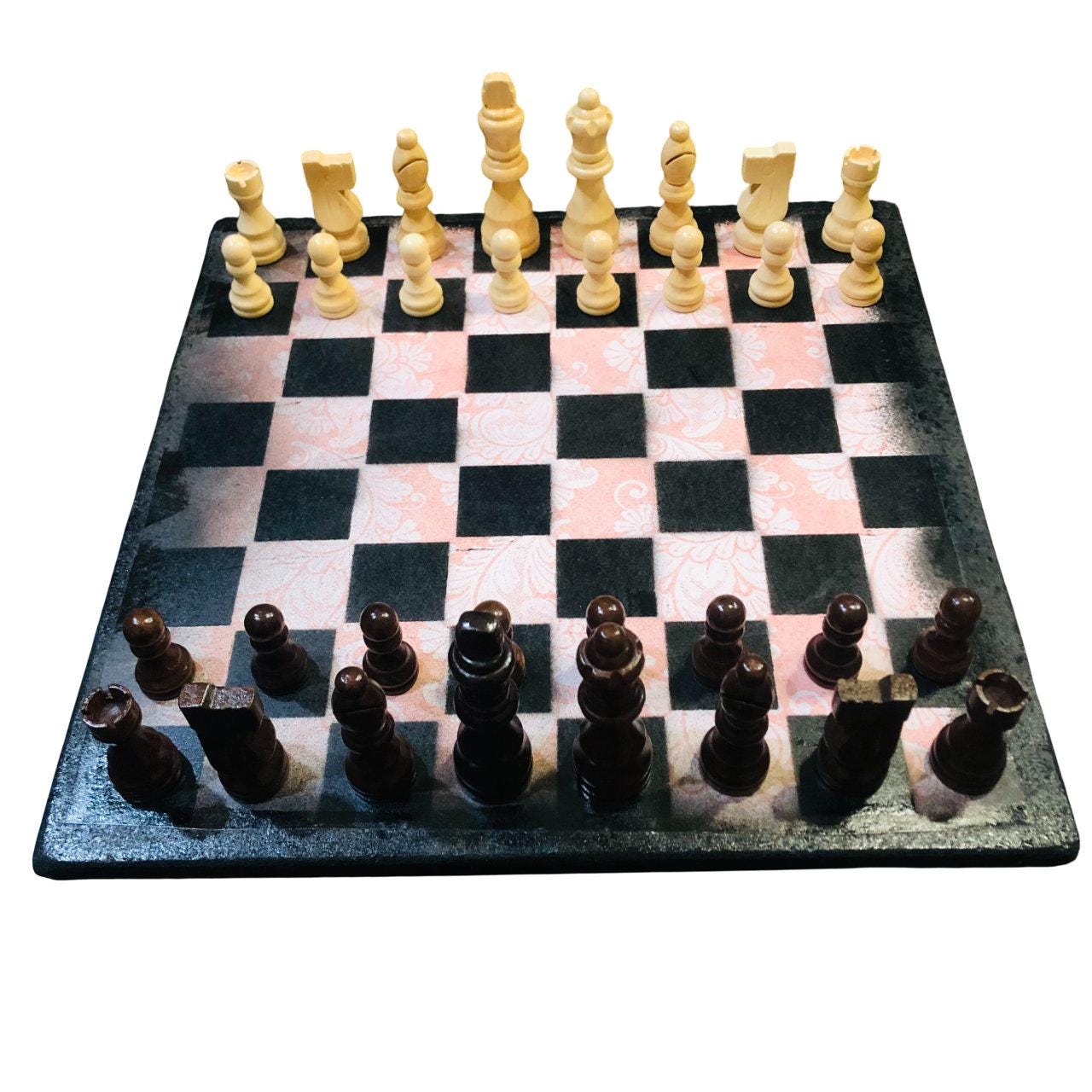 Scrapbook Chess Set - Peach Pink Pattern