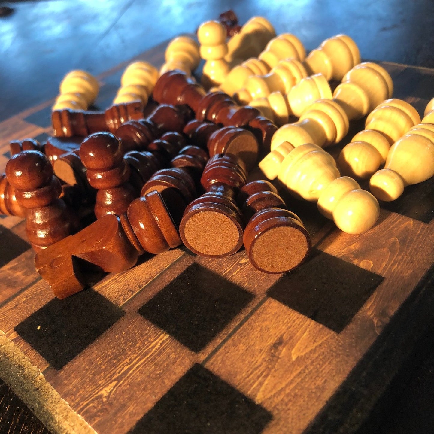 Scrapbook Chess Set - Brown Wood