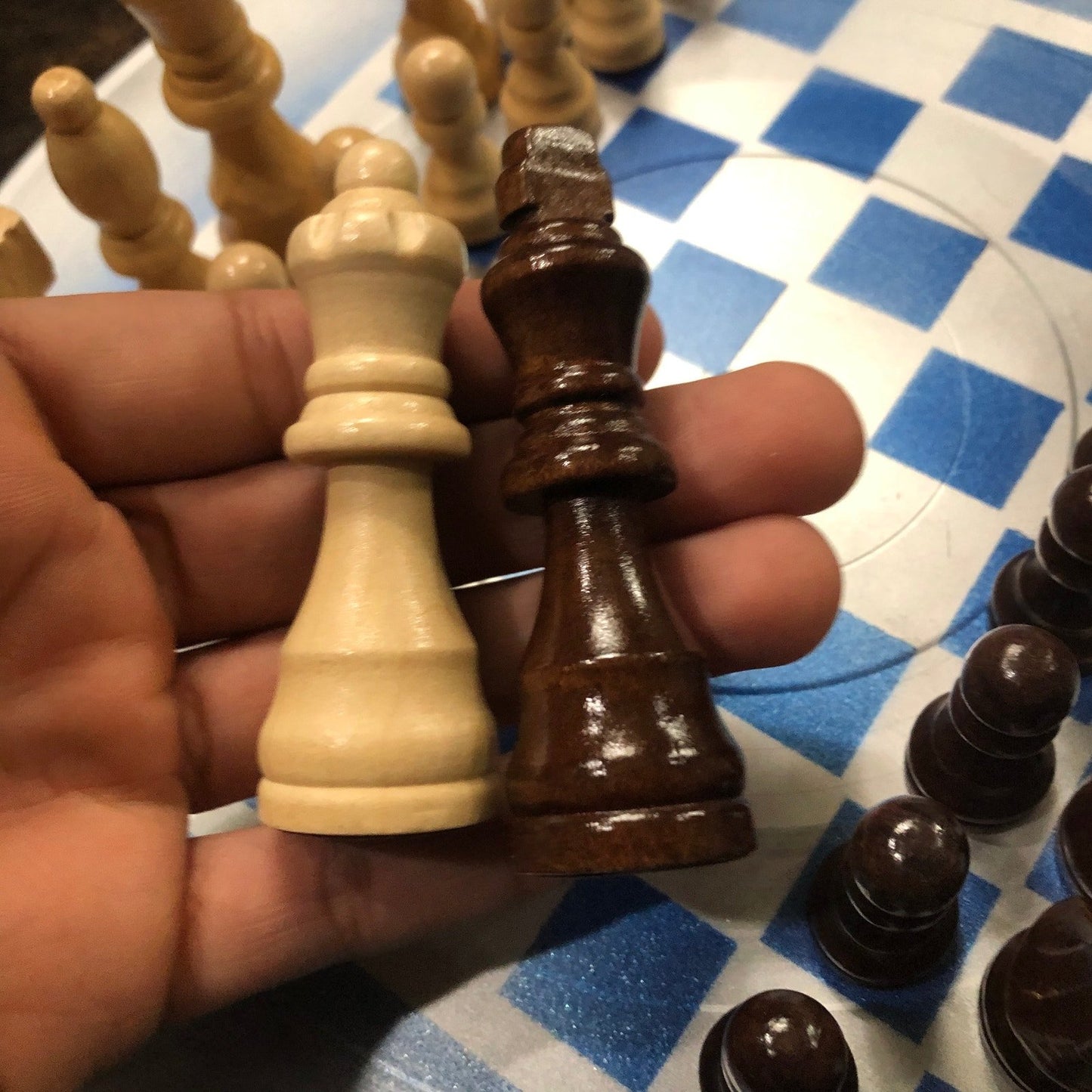 Vinyl Chess Set - Blue & Silver