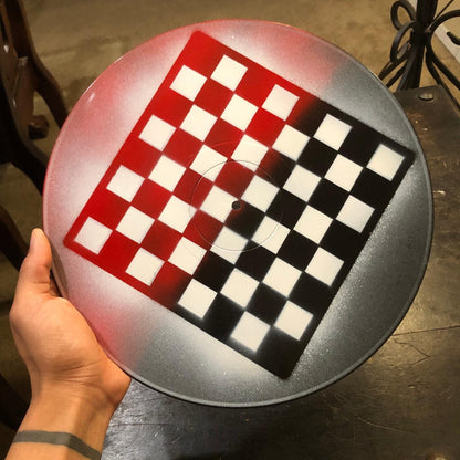 Vinyl Chess Set - Black Red & Black (Resin Pieces)