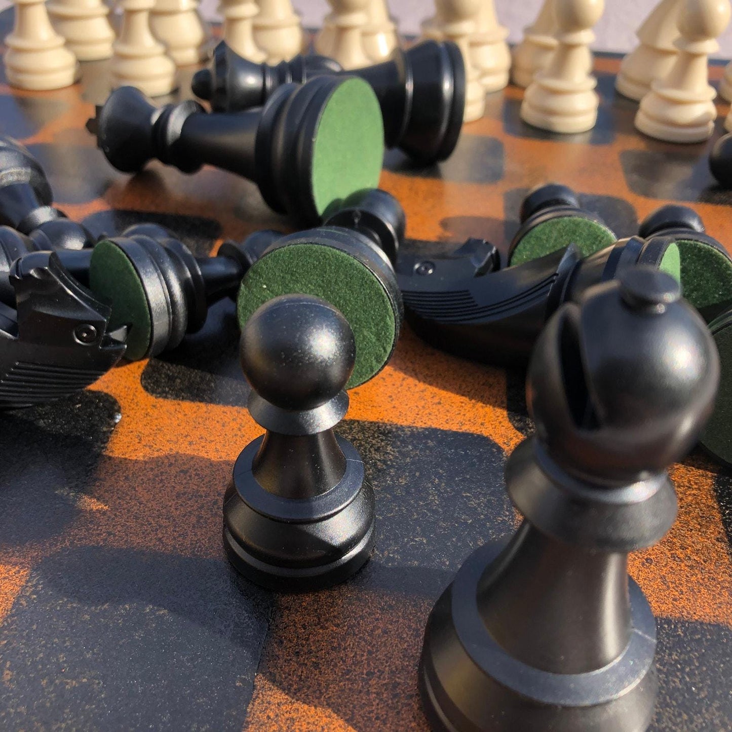 Large Chess Set - Orange & Black