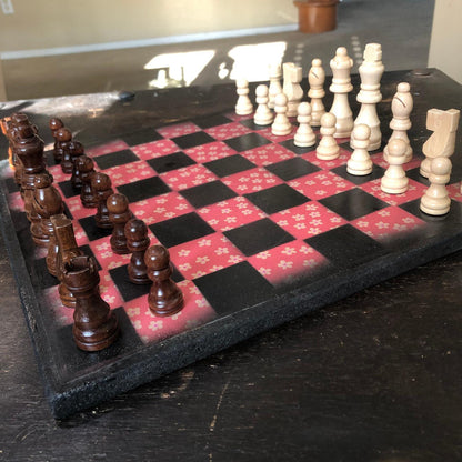 Scrapbook Chess Set - Red Flowers