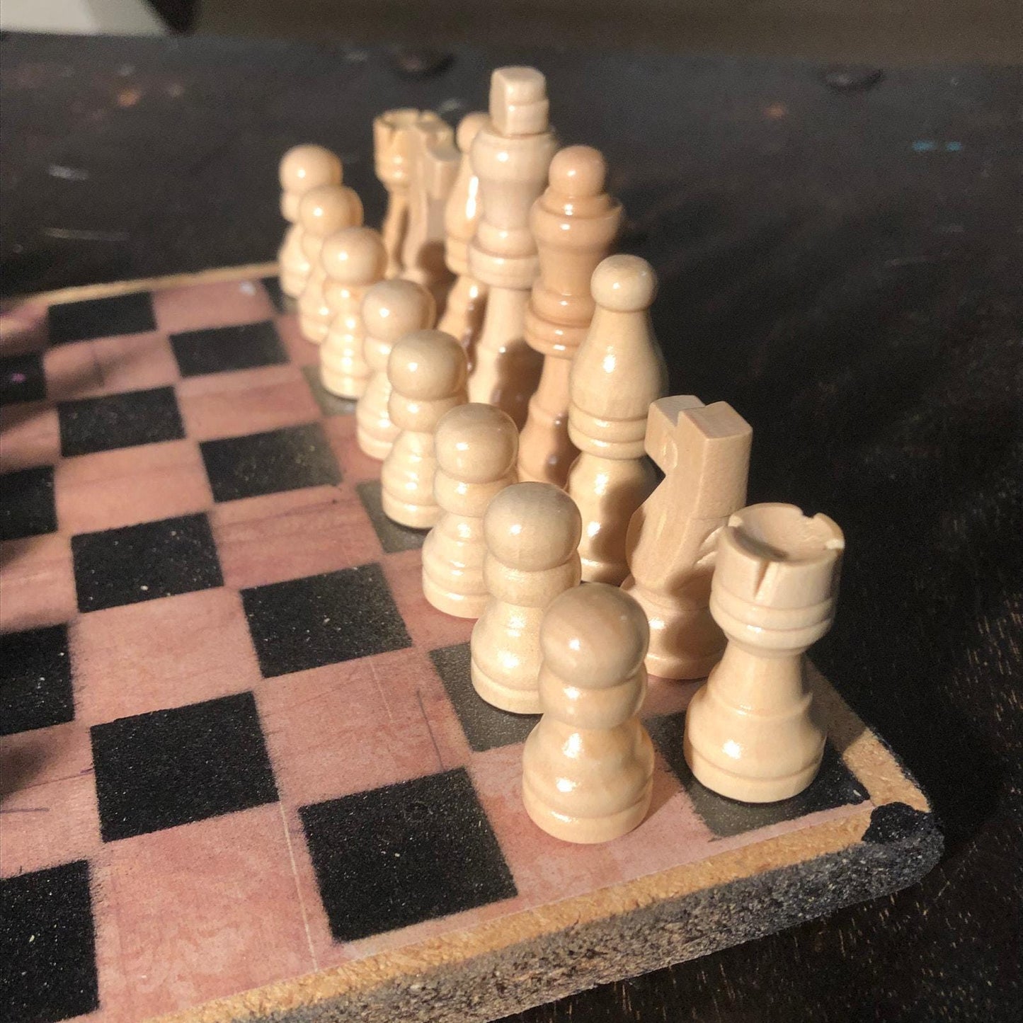 Scrapbook Chess Set - Brown Wood