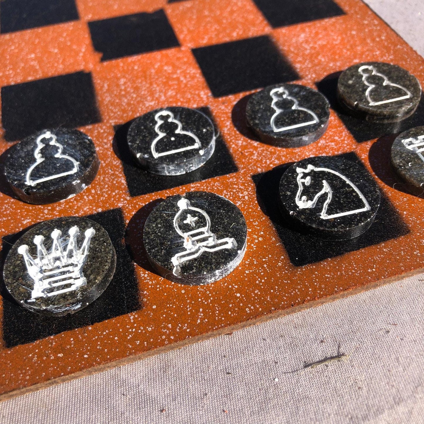 Chess Set - Speckled Orange/Black