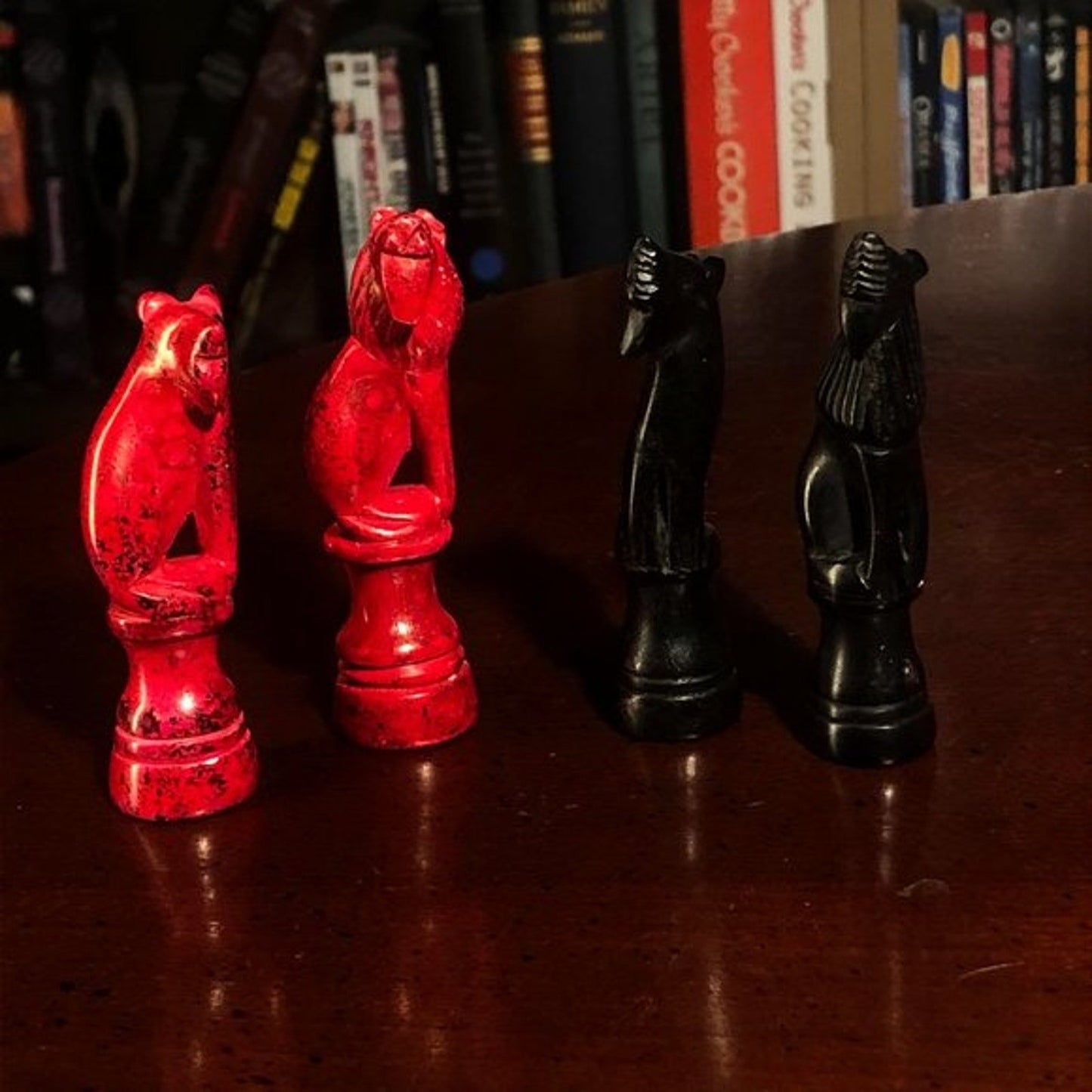 African Vintage Chess Set - Red Square Chess Board