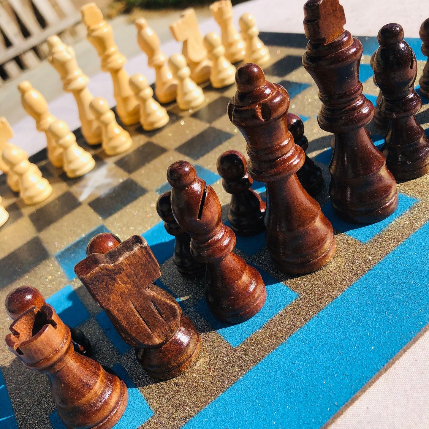 Chess Set - Blue Gold