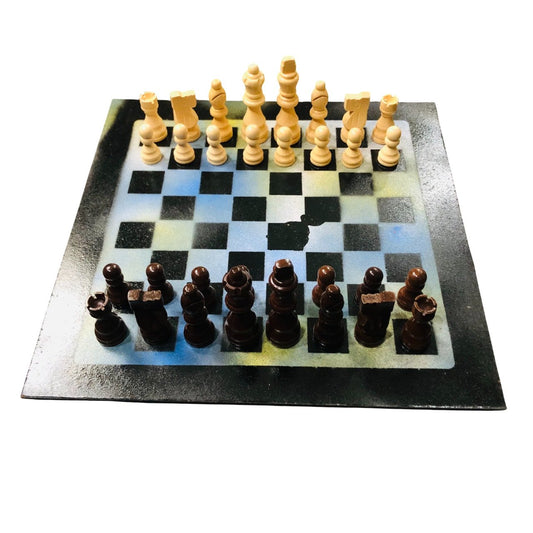 Painted Chess Set - Blue Yellow Mix