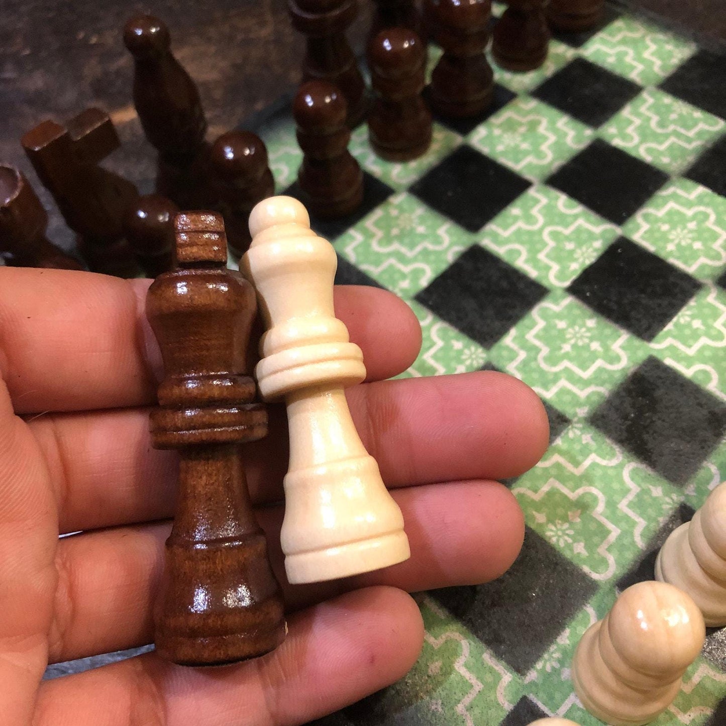 Scrapbook Chess Set - Green Pattern