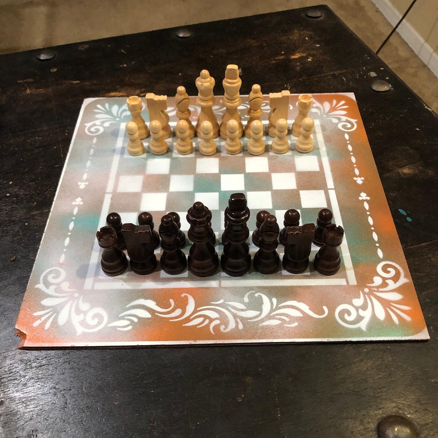 Chess Set - Mint Green & Orange Mix