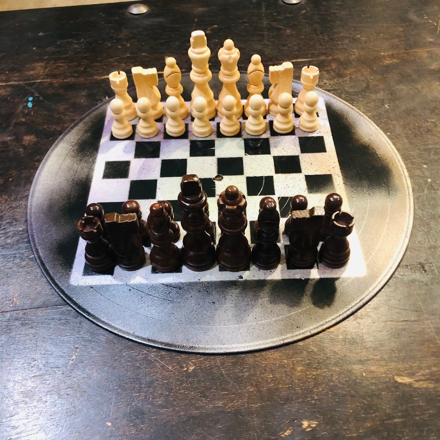 Vinyl Chess Set - Spotted Chrome & Black