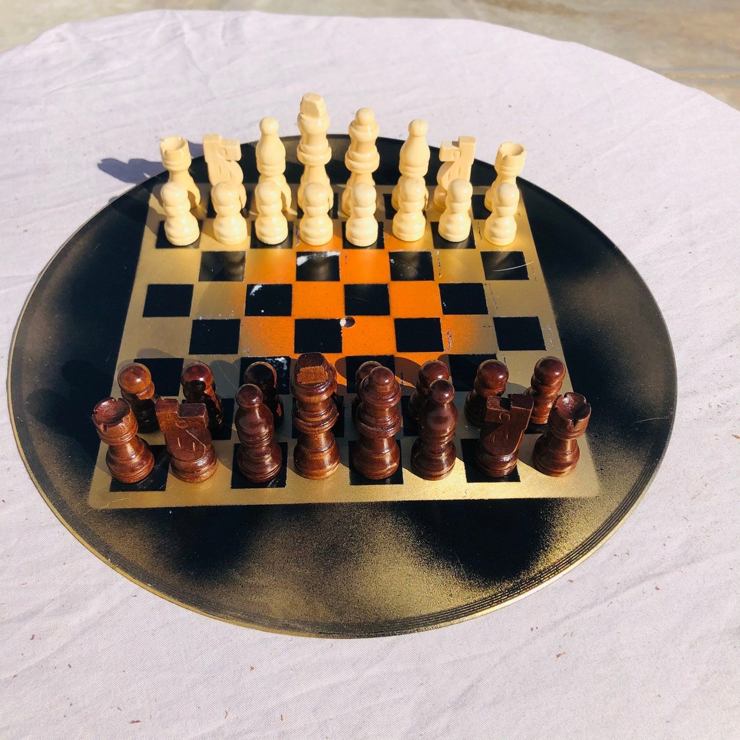 Vinyl Chess Set - Golden Orange