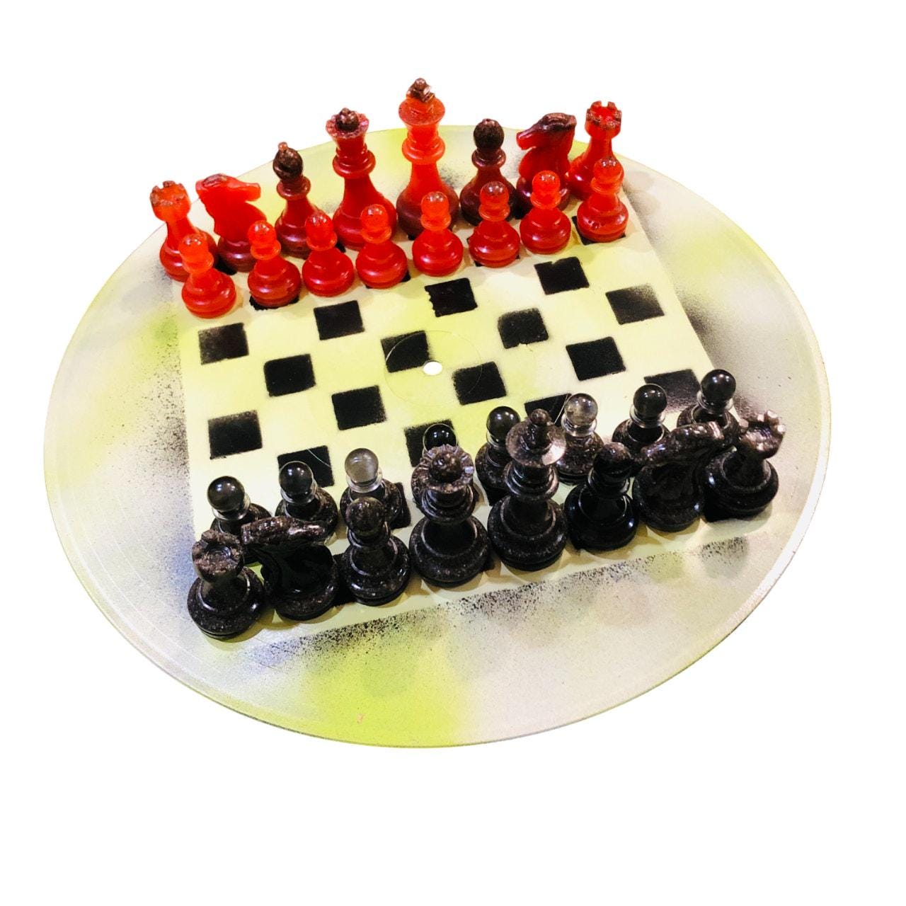 Vinyl Chess Set - Lemon Green (Resin Pieces)